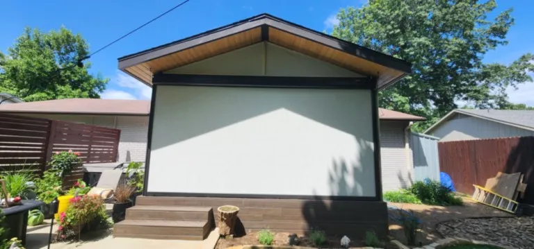 Closed in motorized porch screens Stone texture Closed in motorized porch screens Stone texture
